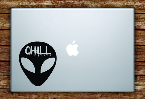 Alien Chill Head Laptop Decal Sticker Vinyl Art Quote Macbook Apple Decor UFO Funny Space