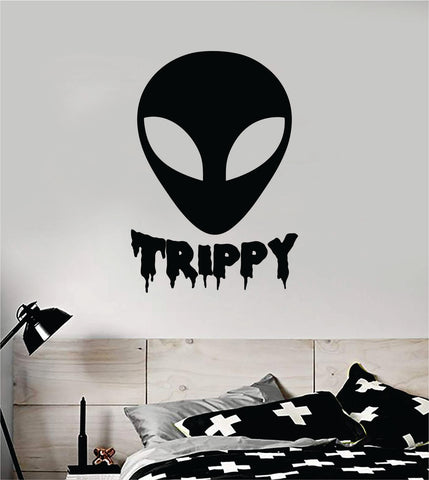 Alien Trippy Wall Decal Home Decor Sticker Vinyl Art Home Bedroom Room Quote Space Martian Area 51 Mars UFO Teen