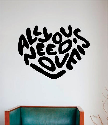 All You Need is Love Heart Wall Decal Sticker Vinyl Art Bedroom Room Home Decor Inspirational Motivational School Teen Baby Nursery Music The Beatles