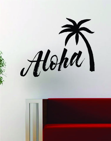 Aloha Palm Tree Quote Wall Decal Decor Art Vinyl Room Nautical Beach Ocean Surf Hawaii - boop decals - vinyl decal - vinyl sticker - decals - stickers - wall decal - vinyl stickers - vinyl decals