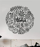 Aloha Circle Wall Decal Home Decor Art Sticker Bedroom Room Quote Vinyl Ocean Beach Tropical Shaka Hawaii Surf Relax Boy Girl Teen Baby