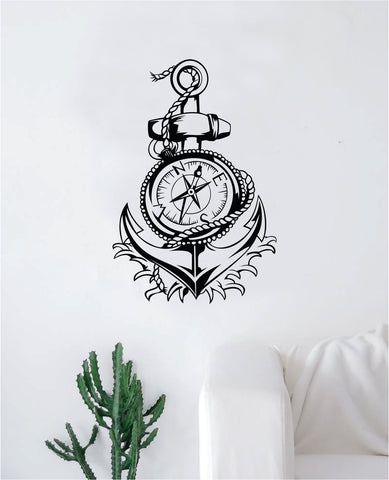 Anchor Compass Decal Sticker Wall Vinyl Art Home Decor Teen Inspirational Ocean Beach Boat Nautical Adventure Travel