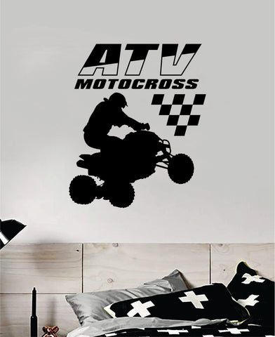ATV Motocross Quad 4 Wheeler Sports Decal Sticker Bedroom Room Wall Vinyl Art Home Decor Teen Sports Moto X Rider Biker Race Dirtbike