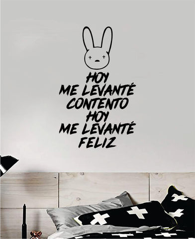 Bad Bunny Hoy Me Levante Feliz YHLQMDLG Wall Decal Home Decor Sticker Vinyl Bedroom Room Quote Spanish Music Reggaeton Girls Funny Teen Lyrics