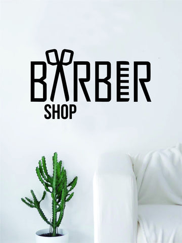 Barber Shop Logo Wall Decal Sticker Vinyl Art Living Room Bedroom Hair Comb Scissors Salon