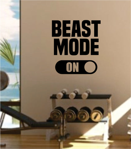 Beast Mode On V2 Gym Fitness Quote Weights Health Design Decal Sticker Wall Vinyl Art Decor Home Lift