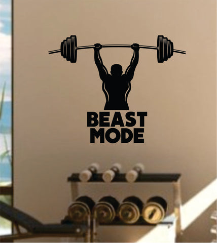 Beast Mode v4 Quote Fitness Health Work Out Gym Decal Sticker Wall Vinyl Art Wall Room Decor Weights Motivation Inspirational Lift