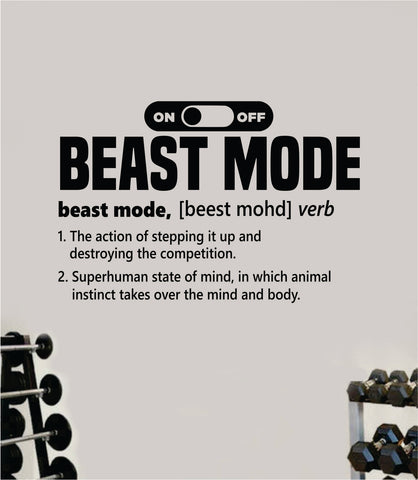 Beast Mode Definition Decal Sticker Wall Vinyl Art Wall Bedroom Room Home Decor Inspirational Motivational Teen Sports Gym Fitness Health Running