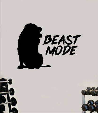 Beast Mode Lion Wall Decal Home Decor Bedroom Room Vinyl Sticker Teen Quote Gym Fitness Lift Inspirational Motivational Health Exercise