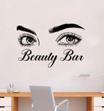 Beauty Bar Wall Decal Sticker Vinyl Home Decor Bedroom Art Makeup Cosmetics Lashes Eyebrows Eyelashes Brows Vanity Women Girls