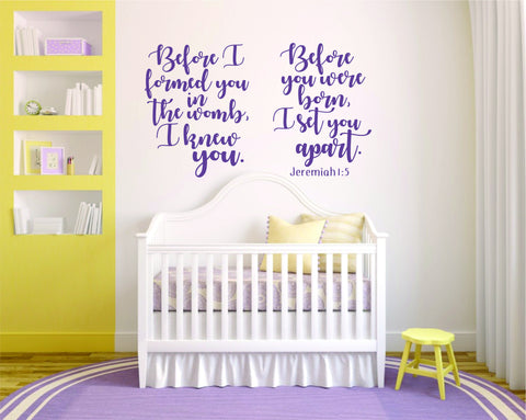 Before I Formed You Quote Wall Decal Sticker Bedroom Art Vinyl Beautiful Inspirational Religious Jeremiah Scripture God Bible Verses Nursery