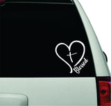 Blessed Heart Cross Wall Decal Car Truck Window Windshield JDM Sticker Vinyl Lettering Racing Quote Boy Girls Baby Kids Funny Mom Religious Virgin Mary Jesus