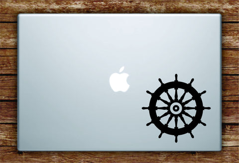 Boat Steering Wheel Laptop Decal Sticker Vinyl Art Quote Macbook Apple Decor Nautical Ocean Beach Ship