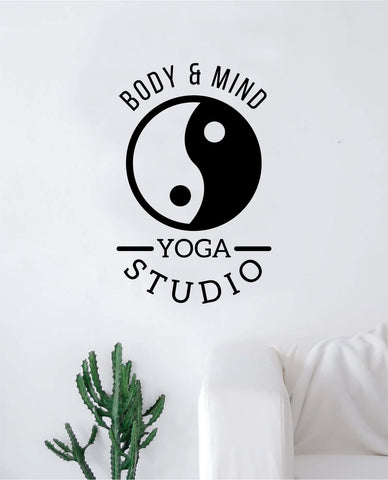Body Mind Yoga Studio Wall Decal Sticker Vinyl Art Bedroom Living Room Decor Decoration Teen Quote Inspirational Namaste Om Buddha Good Vibes Yin Yang