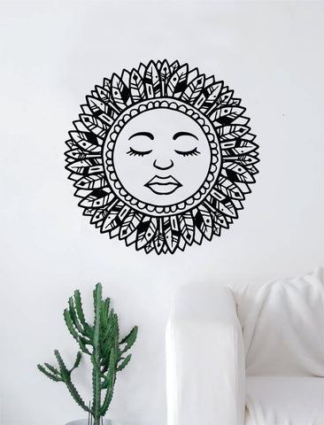 Boho Sleeping Sun Decal Sticker Wall Vinyl Art Home Decor Teen Beautiful Yoga Namaste Mandala