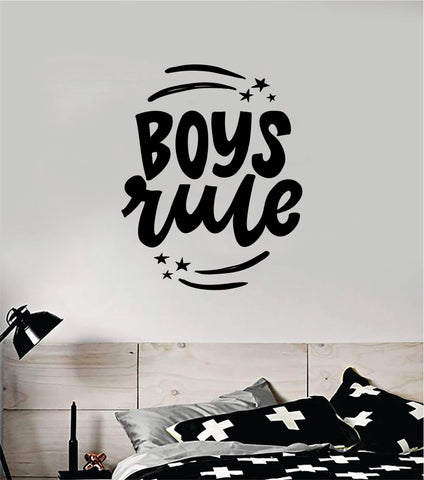 Boys Rule Quote Wall Decal Sticker Decor Vinyl Art Bedroom Baby Son Kids Nursery Playroom Brothers Stars