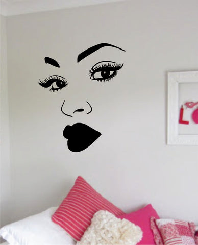Brows Lashes Lips v2 Girls Face Wall Decal Sticker Vinyl Room Decor Art Logo Female Shop Beauty Salon Make Up Daughter Lipstick