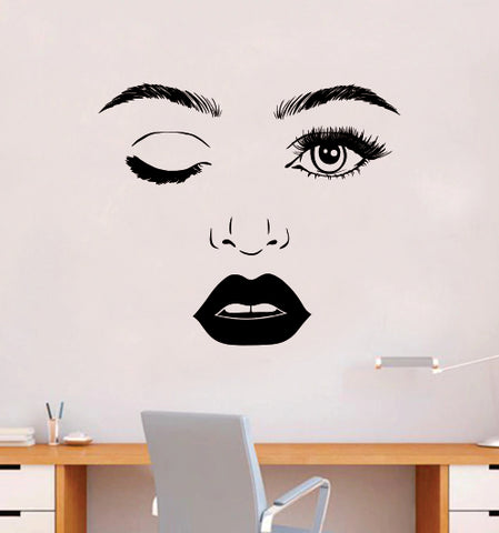 Brows Lashes Lips Face V3 Wall Decal Sticker Vinyl Home Decor Bedroom Art Make Up Cosmetics Girls Eyes Eyebrows Eyelashes Vanity Beauty