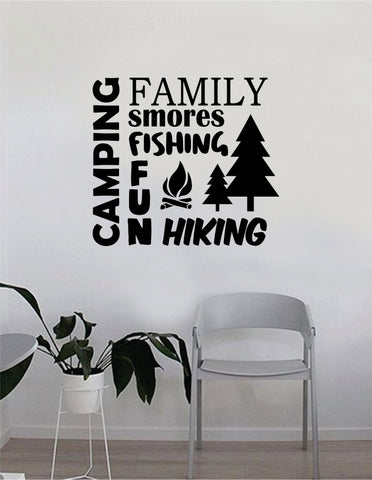 Camping Wall Decal Quote Home Room Decor Decoration Art Vinyl Sticker Inspirational Motivational Adventure Teen Travel Wanderlust Explore Family Trees Hike Camp