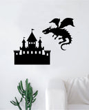 Castle Dragon Wall Decal Decor Art Sticker Vinyl Room Bedroom Teen Kids Mythical Fire King Tattoo Nursery