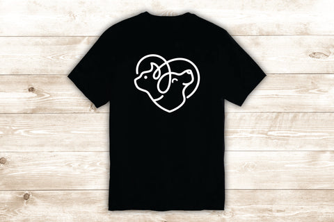 Cat Dog Heart T-Shirt Tee Shirt Vinyl Heat Press Custom Inspirational Quote Teen Animals Cute Vet Rescue Love Kitten Puppy