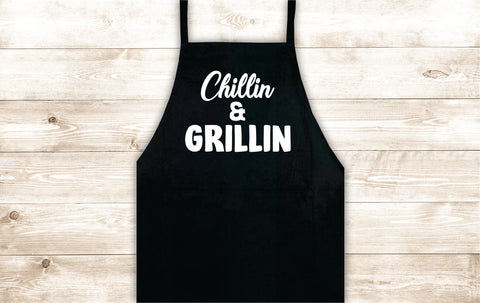 Chillin and Grillin Apron Heat Press Vinyl Bbq Barbeque Cook Grill Chef Bake Food Funny Gift