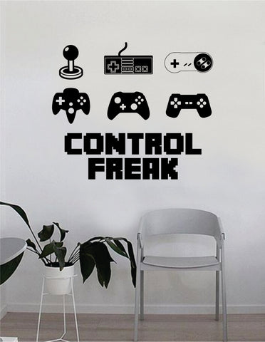 Control Freak Gamer Video Game Decal Sticker Wall Vinyl Decor Art Home Bedroom Retro Classic Nerd Teen Funny Controller