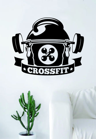Crossfit V3 Quote Fitness Health Work Out Gym Decal Sticker Wall Vinyl Art Wall Room Decor Weights Dumbbell Motivation Inspirational