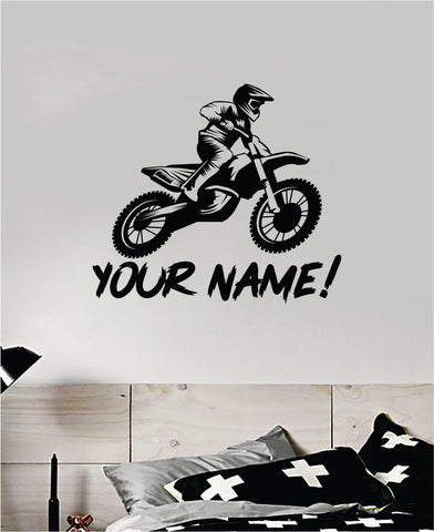 Custom Dirtbike Name Sports Decal Sticker Bedroom Room Wall Vinyl Art Home Decor Teen Kids Nursery Sports Moto X Rider Biker BMX Dirtbiker Customized Personalized