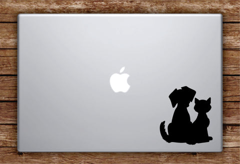 Dog and Cat Silhouette Laptop Apple Macbook Car Quote Wall Decal Sticker Art Vinyl Inspirational Animals Adopt Shelter Rescue Cute