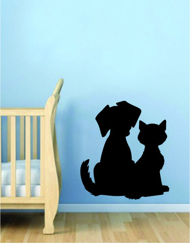 Dog and Cat Silhouette Wall Decal Sticker Room Art Vinyl Beautiful Animal Shelter Pet Rescue Vet Paw Print Love Puppy Kitty
