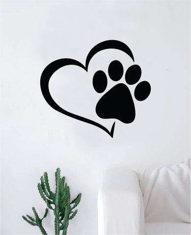 Dog Paw Heart V2 Decal Sticker Wall Vinyl Art Home Room Home Decor Animal Pet Teen Adopt Rescue Puppy Doggy Cute Love