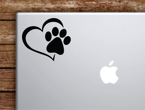 Dog Paw Heart V3 Laptop Wall Decal Sticker Vinyl Art Quote Macbook Apple Decor Car Window Truck Kids Baby Teen Inspirational Animals Puppy