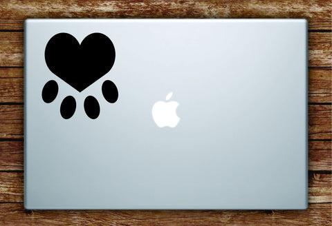 Dog Paw Heart Laptop Apple Macbook Quote Wall Decal Sticker Art Vinyl Animal Puppy Rescue Cute Love