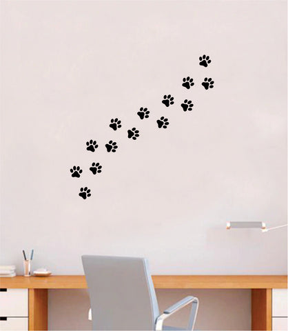 Dog Paw Prints Quote Wall Decal Sticker Bedroom Home Room Art Vinyl Inspirational Decor Cute Animals Puppy Pet Vet Rescue Adopt Foster Girls
