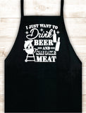 Drink Beer and Smoke Meat Apron Heat Press Vinyl Bbq Barbeque Cook Grill Chef Bake Food Kitchen Funny Gift Men Women Dad Mom Family Cookout