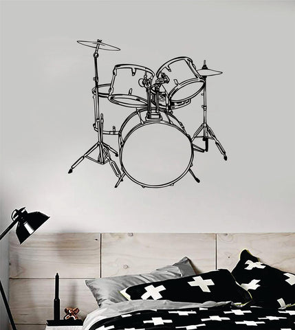 Drumset V5 Wall Decal Home Decor Bedroom Room Vinyl Sticker Art Music Drums Drummer Band Kids Teen