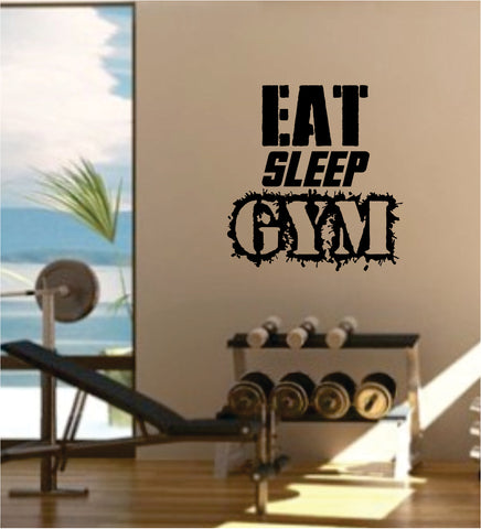 Eat Sleep Gym Quote Fitness Health Work Out Decal Sticker Wall Vinyl Art Wall Room Decor Weights Dumbbell Motivation Inspirational