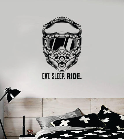 Eat Sleep Ride Helmet Dirtbike Motorcycle Sports Decal Sticker Bedroom Room Wall Vinyl Art Home Decor Teen Sports Moto X Rider Biker Race