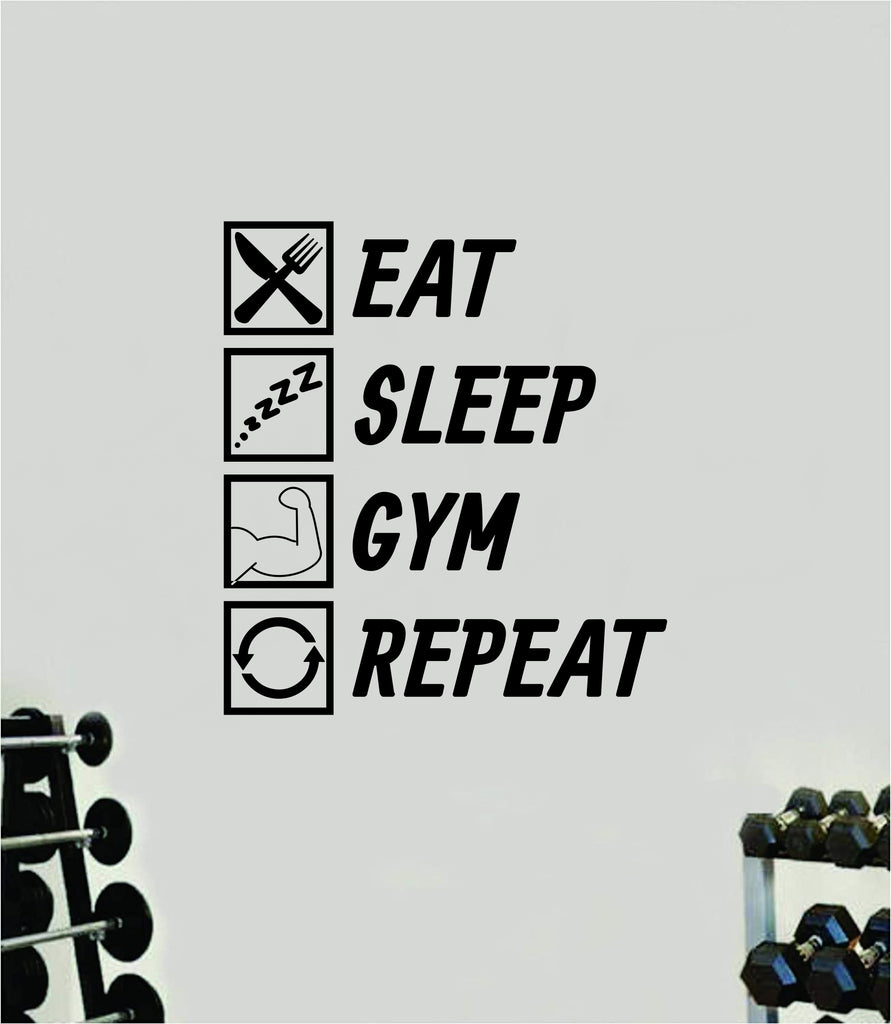 Eat Sleep Gym Repeat Wall Decal for Home Workout Room