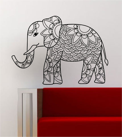 Elephant V4 Decal Wall Vinyl Art Decor Room Animal Beautiful Boho Design Mandala