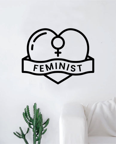 Feminist Heart Girl Power Wall Decal Sticker Vinyl Art Bedroom Living Room Decor Decoration Teen Quote Inspirational Motivational Cute Lady Woman Feminism Empower Grl Pwr Love Strong Beautiful
