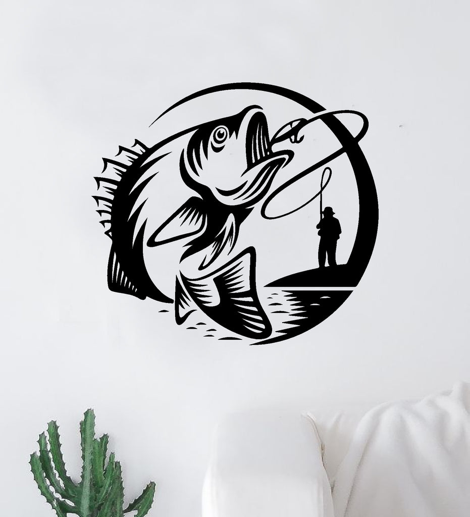 Fish Fishing V2 Wall Decal Sticker Vinyl Art Bedroom Room Decor