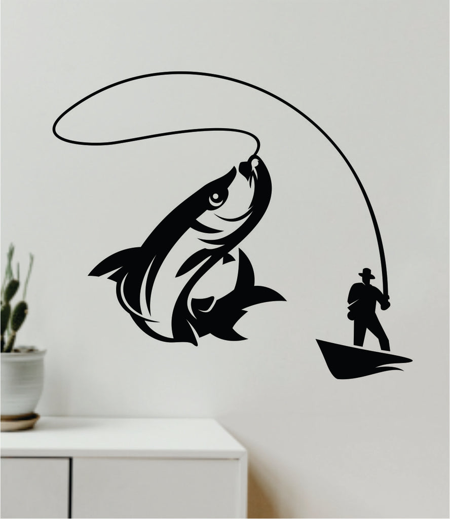Fishing V2 Decal Sticker Wall Vinyl Art Home Room Decor Room