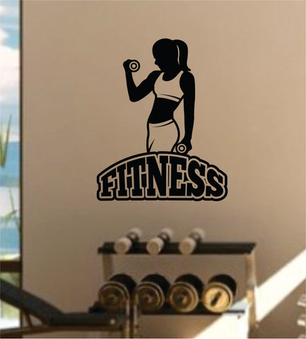 Fitness Girl Work Out Health Gym Decal Sticker Wall Vinyl Art Wall Room Decor Weights Motivation Inspirational Lift Beast
