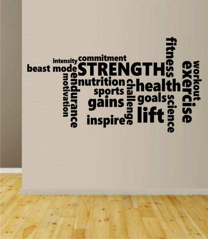 Fitness Words Gym Wall Decal Sticker Bedroom Living Room Art Vinyl Lift Weights Work Out Gainz Health Fitness Running