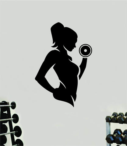 Fitness Girl V2 Gym Quote Wall Decal Sticker Vinyl Art Home Decor Bedroom Men Inspirational Motivational Health Exercise Lift Beast