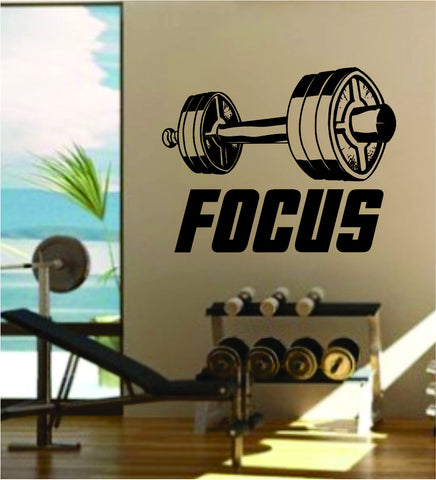 Focus V2 Quote Fitness Health Work Out Gym Decal Sticker Wall Vinyl Art Wall Room Decor Weights Dumbbell Motivation Inspirational