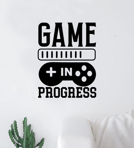 Game in Progress Wall Decal Quote Home Room Decor Art Vinyl Sticker Funny Gamer Gaming Nerd Geek Teen Video Kids Baby Boys Xbox Ps4