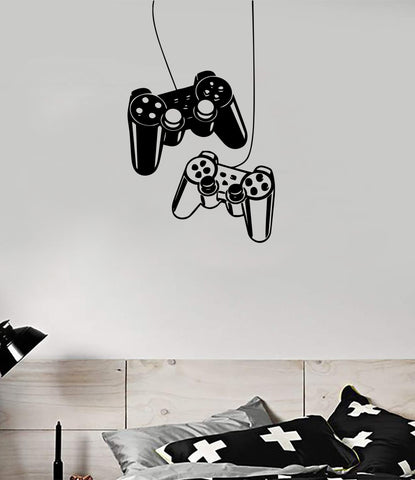 Gamer Controllers Hanging Wall Decal Home Decor Bedroom Vinyl Art Sticker Teen Kids Boy Girl Video Games Gaming Ps4 Retro Man Cave